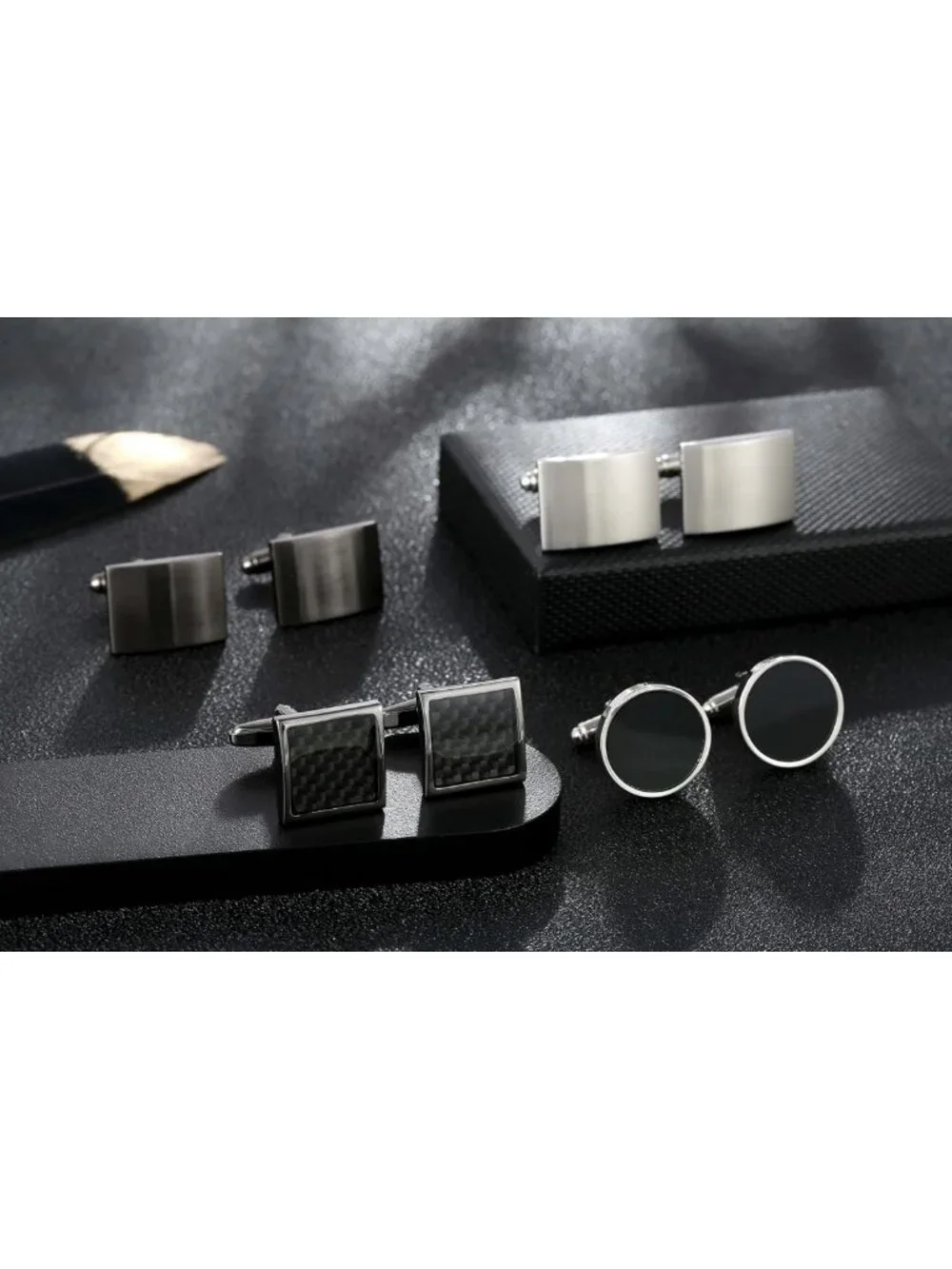 Unique Men's Cufflinks Set - 4 Pairs Stylish Accessories for Business & Groom